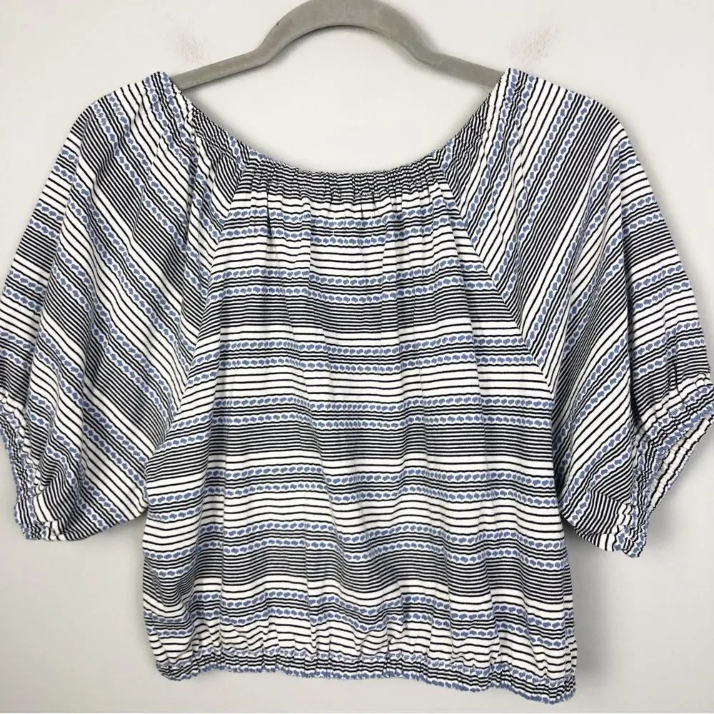 MADEWELL | NEW Jacquard Keyhole Cropped Top Tranquil Ocean Stripe Women’s Medium